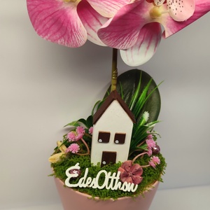 Orchidea házikóval - otthon & életmód - dekoráció - asztal és polc dekoráció - asztaldísz - Meska.hu