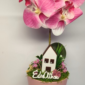 Orchidea házikóval - otthon & életmód - dekoráció - asztal és polc dekoráció - asztaldísz - Meska.hu
