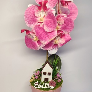 Orchidea házikóval - otthon & életmód - dekoráció - asztal és polc dekoráció - asztaldísz - Meska.hu