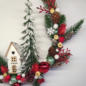 Karácsonyi ajtódísz házikóval - otthon & életmód - dekoráció - ajtó- és ablak dekoráció - ajtódísz & kopogtató - Meska.hu