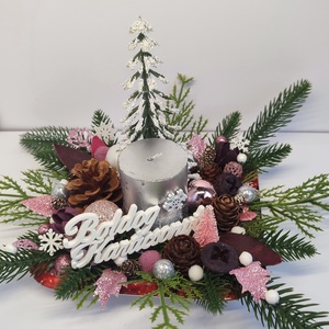 Gyertyás karácsonyi asztalidísz - otthon & életmód - dekoráció - asztal és polc dekoráció - asztaldísz - Meska.hu