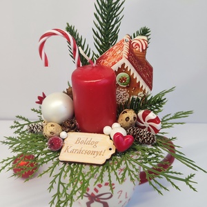 Bögrés karácsonyi gyertyás asztaldísz  - otthon & életmód - dekoráció - asztal és polc dekoráció - asztaldísz - Meska.hu