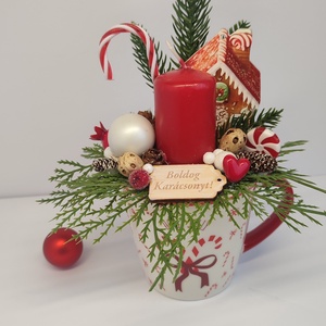 Bögrés karácsonyi gyertyás asztaldísz  - otthon & életmód - dekoráció - asztal és polc dekoráció - asztaldísz - Meska.hu