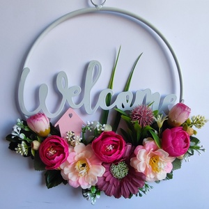 Welcome tavaszi ajtódísz � virágzó otthon koszorú - Meska.hu
