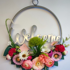 Welcome tavaszi ajtódísz � friss virágok koszorúja - Meska.hu