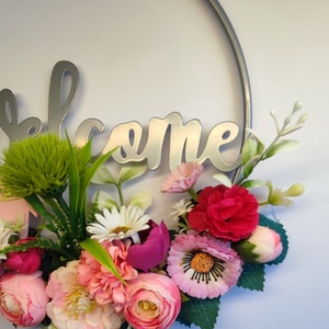 Welcome tavaszi ajtódísz � friss virágok koszorúja - otthon & életmód - dekoráció - ajtó- és ablak dekoráció - ajtódísz & kopogtató - Meska.hu