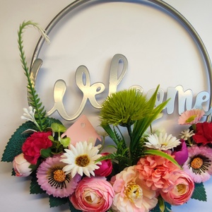 Welcome tavaszi ajtódísz � friss virágok koszorúja - otthon & életmód - dekoráció - ajtó- és ablak dekoráció - ajtódísz & kopogtató - Meska.hu