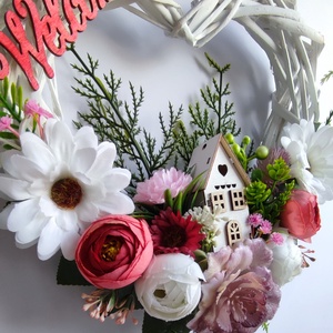 Hazaváró- tavaszi virágos ajtódísz -  - otthon & életmód - dekoráció - ajtó- és ablak dekoráció - ajtódísz & kopogtató - Meska.hu