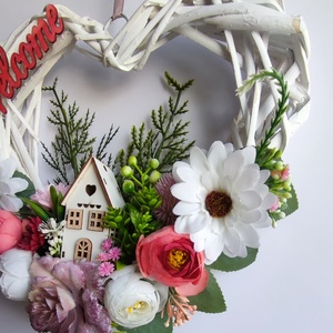 Hazaváró- tavaszi virágos ajtódísz -  - otthon & életmód - dekoráció - ajtó- és ablak dekoráció - ajtódísz & kopogtató - Meska.hu