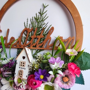 Hazaváró tavaszi ajtódísz - Édes otthon virágokkal - otthon & életmód - dekoráció - ajtó- és ablak dekoráció - ajtódísz & kopogtató - Meska.hu