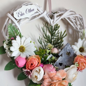 Hazaváró ,szíves -tavasz ajtódísz - otthon & életmód - dekoráció - ajtó- és ablak dekoráció - ajtódísz & kopogtató - Meska.hu