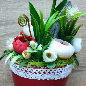 Tavaszi vidám mosolygós kaspós dísz - otthon & életmód - dekoráció - asztal és polc dekoráció - florárium, terrárium - Meska.hu