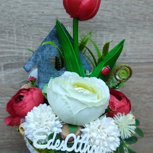 Tavaszi vidám mosolygós kaspós dísz - otthon & életmód - dekoráció - asztal és polc dekoráció - florárium, terrárium - Meska.hu