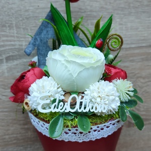 Tavaszi vidám mosolygós kaspós dísz, Otthon & Életmód, Dekoráció, Asztal és polc dekoráció, Florárium, terrárium, Virágkötés, MESKA