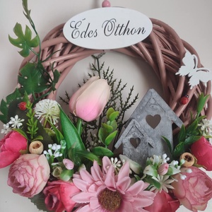 Hívogató - házikós tulipános ajtódísz  - otthon & életmód - dekoráció - ajtó- és ablak dekoráció - ajtódísz & kopogtató - Meska.hu