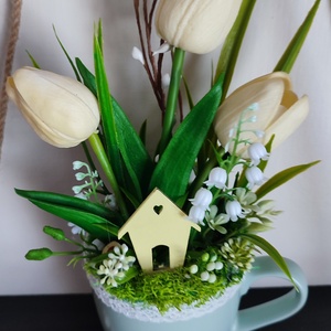 Bögrés tavaszi tulipános dekoráció  - otthon & életmód - dekoráció - húsvéti asztaldíszek - Meska.hu