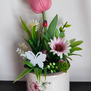 Kerámia kaspós dekoráció 1., Otthon & Életmód, Dekoráció, Húsvéti asztaldíszek, Virágkötés, MESKA