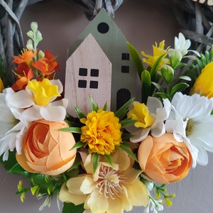 Szív alakú Welcome ajtódísz � tavaszi hangulatú virágkompozíció - otthon & életmód - dekoráció - ajtó- és ablak dekoráció - ajtódísz & kopogtató - Meska.hu