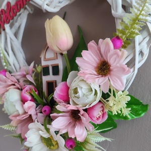 Pasztell rózsaszín tulipános ajtódísz - otthon & életmód - dekoráció - ajtó- és ablak dekoráció - ajtódísz & kopogtató - Meska.hu