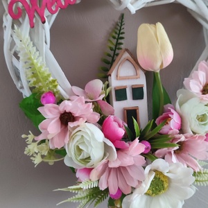 Pasztell rózsaszín tulipános ajtódísz - otthon & életmód - dekoráció - ajtó- és ablak dekoráció - ajtódísz & kopogtató - Meska.hu