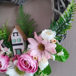 Hazaváró - tavaszi ajtódísz rózsaszín hangulatban - otthon & életmód - dekoráció - ajtó- és ablak dekoráció - ajtódísz & kopogtató - Meska.hu