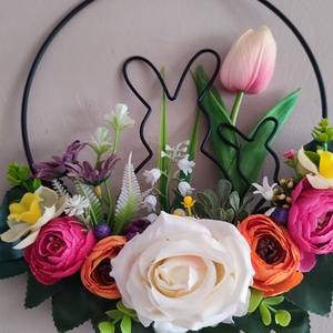 Nyuszis zsongó tavaszi  ajtódísz  - otthon & életmód - dekoráció - ajtó- és ablak dekoráció - ajtódísz & kopogtató - Meska.hu