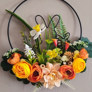 Hívogató nyuszis tavaszi  ajtódísz , Otthon & Életmód, Dekoráció, Ajtó- és ablak dekoráció, Ajtódísz & Kopogtató, Virágkötés, MESKA