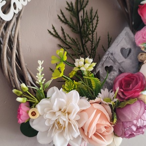 Hazaváró tavaszi romantikus ajtódísz  - otthon & életmód - dekoráció - ajtó- és ablak dekoráció - ajtódísz & kopogtató - Meska.hu