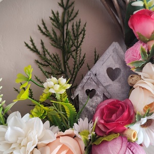 Hazaváró tavaszi romantikus ajtódísz  - otthon & életmód - dekoráció - ajtó- és ablak dekoráció - ajtódísz & kopogtató - Meska.hu