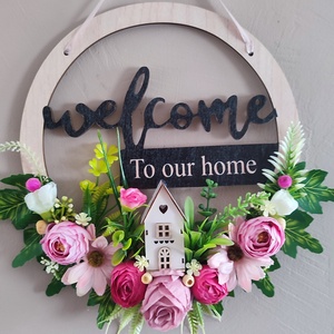 Midern, tavaszi virágos ajtódísz, Otthon & Életmód, Dekoráció, Ajtó- és ablak dekoráció, Ajtódísz & Kopogtató, Virágkötés, MESKA