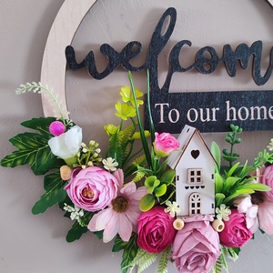 Midern, tavaszi virágos ajtódísz - otthon & életmód - dekoráció - ajtó- és ablak dekoráció - ajtódísz & kopogtató - Meska.hu