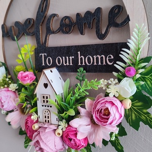 Midern, tavaszi virágos ajtódísz - otthon & életmód - dekoráció - ajtó- és ablak dekoráció - ajtódísz & kopogtató - Meska.hu