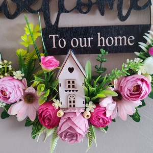 Midern, tavaszi virágos ajtódísz - otthon & életmód - dekoráció - ajtó- és ablak dekoráció - ajtódísz & kopogtató - Meska.hu