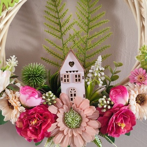 Virágos -házikós hazaváró ajtódísz - Meska.hu