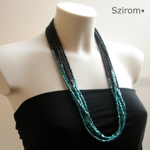 Sikeres nő - türkiz és fekete nyaklánc -  - Meska.hu