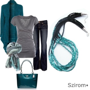 Sikeres nő - türkiz és fekete nyaklánc -  - Meska.hu