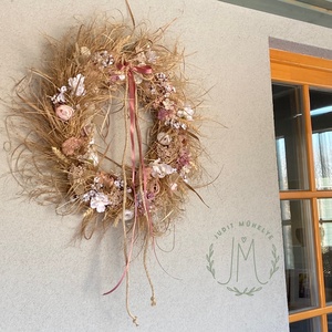 Bohém elegancia - kopogtató száraz virágokból - otthon & életmód - virágdekoráció - virágdíszek - dekor koszorúk, kopogtatók - Meska.hu