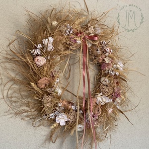 Bohém elegancia - kopogtató száraz virágokból - otthon & életmód - virágdekoráció - virágdíszek - dekor koszorúk, kopogtatók - Meska.hu