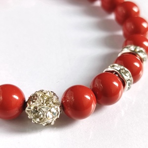 piros Swarovski karkötő, Ékszer, Karkötő, Gyöngyös karkötő, Ékszerkészítés, MESKA
