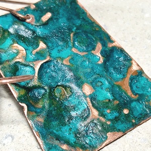 Réz fülbevaló  - ékszer - fülbevaló - lógó fülbevaló - Meska.hu