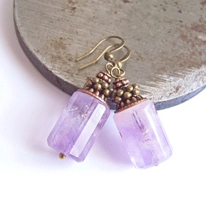 Ametiszt fülbevaló - ékszer - fülbevaló - lógó fülbevaló - Meska.hu
