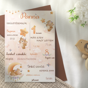Első születésnapi emlékplakát babáknak � egyedi 1 éves poszter, nyomtatható digitális PDF, Baba - mama, Babaemlékek, Baba emlékőrző, , MESKA