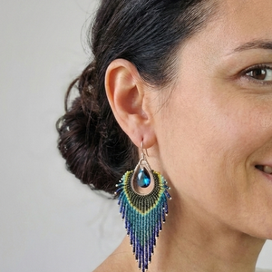 Páva tánca fülbevaló  - ékszer - fülbevaló - lógó fülbevaló - Meska.hu