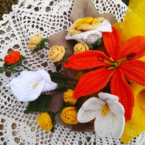 Horgolt virágcsokor - otthon & életmód - dekoráció - virágdísz és tartó - csokor & virágdísz - Meska.hu