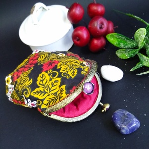 Bogyóerdő � kézzel készült fémkeretes tárca, népies virágmintával - táska & tok - pénztárca & más tok - pénztárca - női pénztárca - Meska.hu