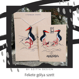 Fekete gólya ékszer szett - ékszer - ékszerszett - Meska.hu