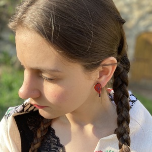 Piros-kék Matyó Madár - ékszer - fülbevaló - pötty fülbevaló - Meska.hu Piros-kék Matyó Madár - ékszer - fülbevaló - pötty fülbevaló - Meska.hu