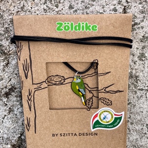 Zöldike tűzzománc nyaklánc - ékszer - nyaklánc - medálos nyaklánc - Meska.hu