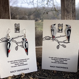 Nagy fakopáncs tűzzománc fülbevaló - ékszer - fülbevaló - lógó fülbevaló - Meska.hu
