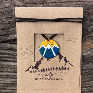 Hegyvidék kék-sárga tűzzománc nyaklánc - ékszer - nyaklánc - medálos nyaklánc - Meska.hu